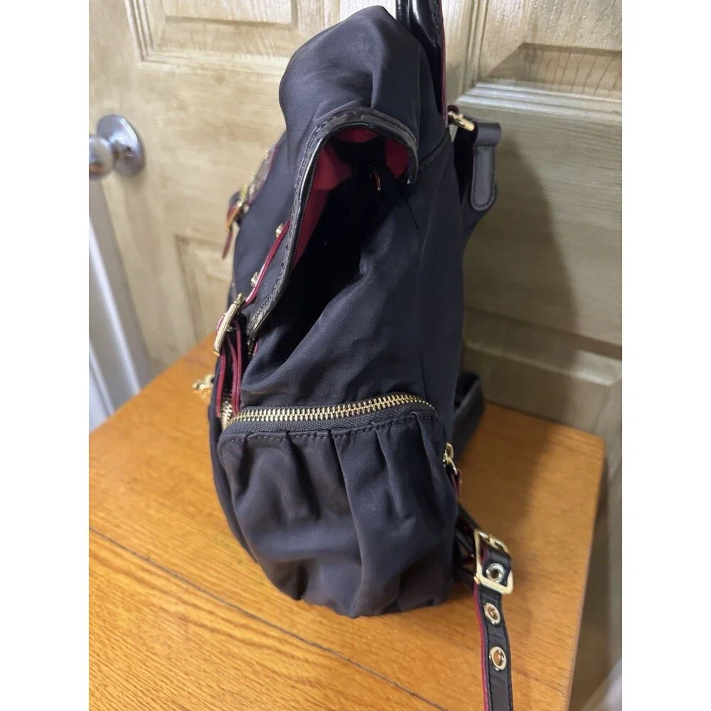 MZ Wallace Marlena backpack - Black nylon and leather, red interior and accents